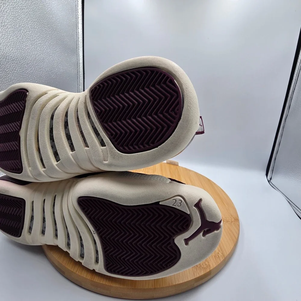 Jordan 12 Retro Bordeaux Burgundy Suede Sneakers 130690-617 Mens 8
